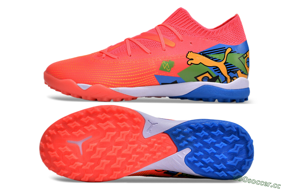 Men's Puma Future 7 Ultimate TF Artificial Turf Low-Tops Football Shoes - Red/Blue/Yellow 1