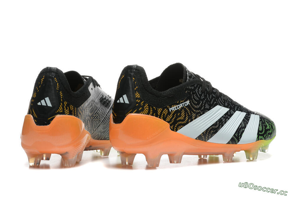 Men's Adidas Predator 24 Elite FG Firm Ground Low-Tops Football Boots - Black/White/Yellow/Orange 6