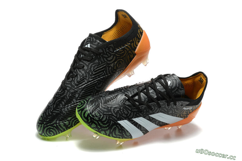 Men's Adidas Predator 24 Elite FG Firm Ground Low-Tops Football Boots - Black/White/Yellow/Orange 3