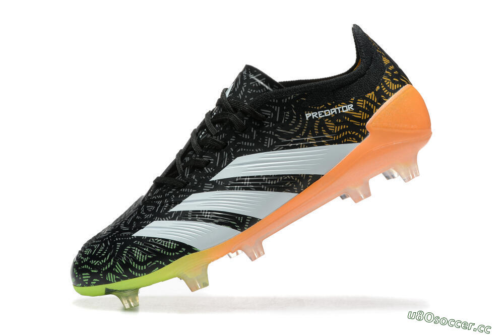Men's Adidas Predator 24 Elite FG Firm Ground Low-Tops Football Boots - Black/White/Yellow/Orange 5