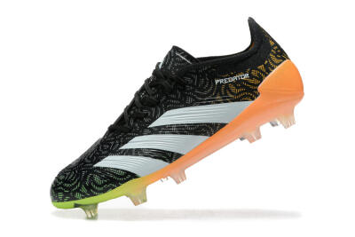 Men's Adidas Predator 24 Elite FG Firm Ground Low-Tops Football Boots - Black/White/Yellow/Orange