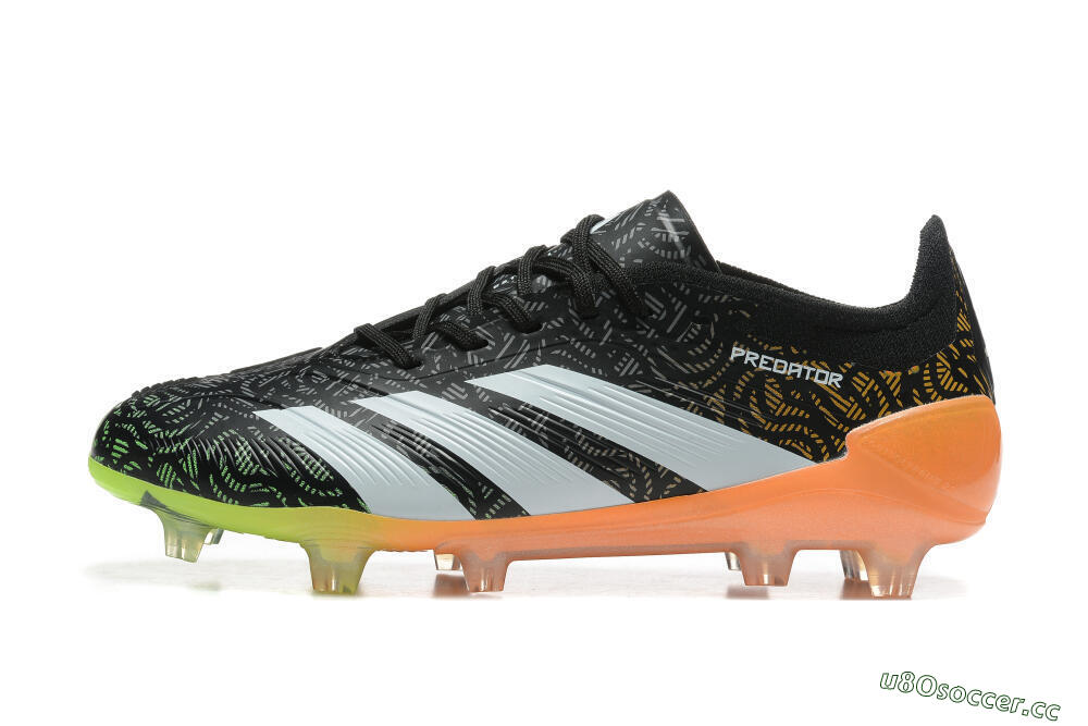 Men's Adidas Predator 24 Elite FG Firm Ground Low-Tops Football Boots - Black/White/Yellow/Orange 0