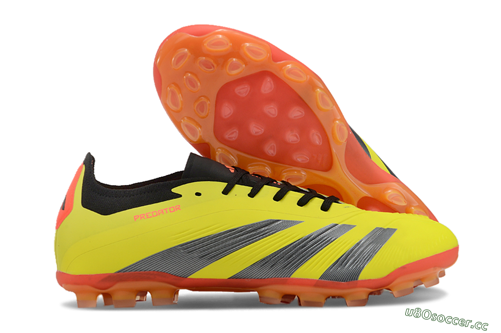 Men's Adidas Predator 24 Elite AG Artificial Grass Low-Tops Football Boots - Yellow/Silver/Red 2