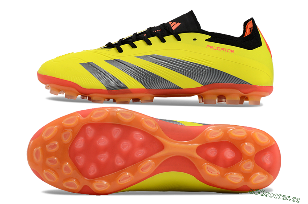 Men's Adidas Predator 24 Elite AG Artificial Grass Low-Tops Football Boots - Yellow/Silver/Red 1