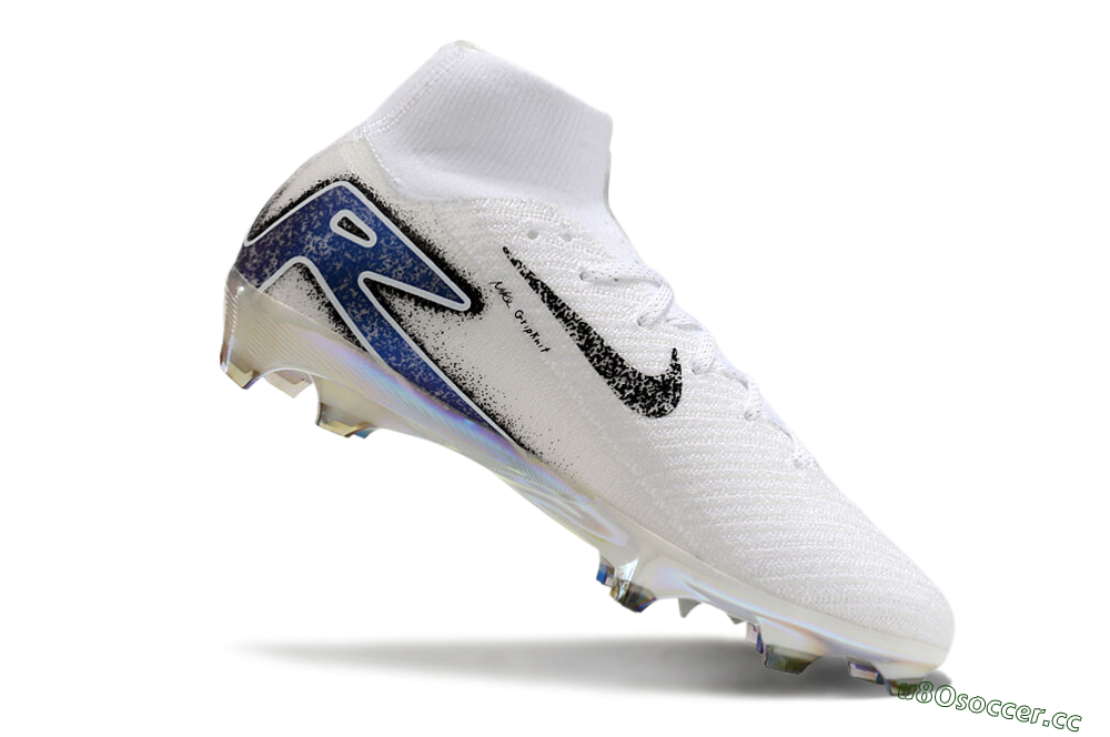 Men's Nike Air Zoom Mercurial Superfly 10 Elite FG Firm Ground High-Tops Football Boots - White/Black/Blue/Gold 4