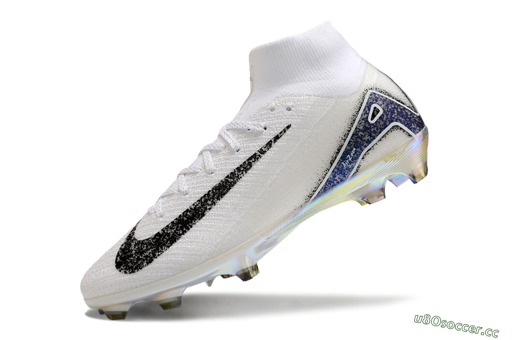 Men's Nike Air Zoom Mercurial Superfly 10 Elite FG Firm Ground High-Tops Football Boots - White/Black/Blue/Gold 5