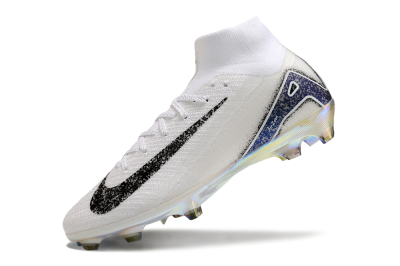 Men's Nike Air Zoom Mercurial Superfly 10 Elite FG Firm Ground High-Tops Football Boots - White/Black/Blue/Gold
