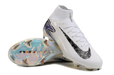 Men's Nike Air Zoom Mercurial Superfly 10 Elite FG Firm Ground High-Tops Football Boots - White/Black/Blue/Gold