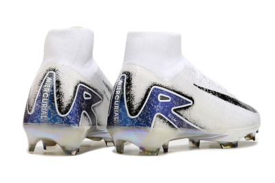 Men's Nike Air Zoom Mercurial Superfly 10 Elite FG Firm Ground High-Tops Football Boots - White/Black/Blue/Gold