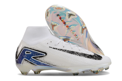 Men's Nike Air Zoom Mercurial Superfly 10 Elite FG Firm Ground High-Tops Football Boots - White/Black/Blue/Gold