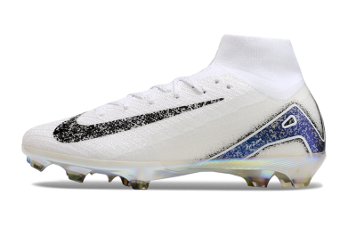 Men's Nike Air Zoom Mercurial Superfly 10 Elite FG Firm Ground High-Tops Football Boots - White/Black/Blue/Gold
