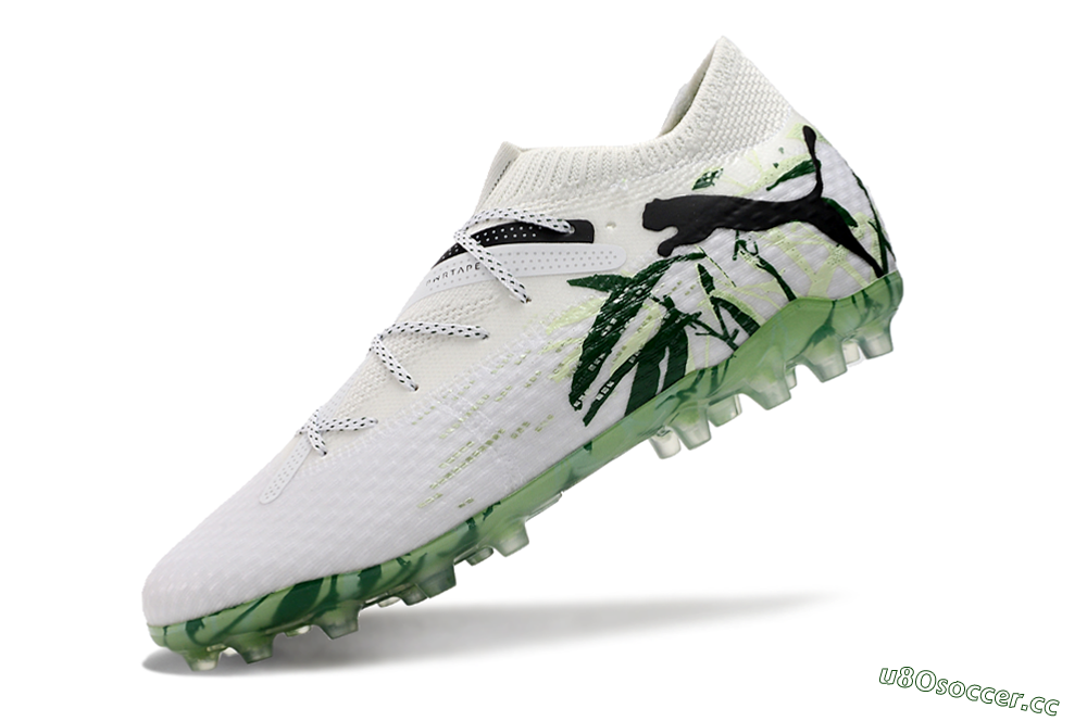 Men's Puma Future Ultimate MG Multi Ground Low-Tops Football Boots - White/Black/Green 5
