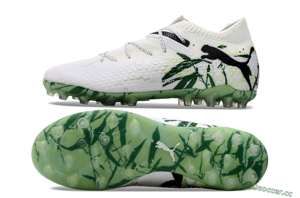 Men's Puma Future Ultimate MG Multi Ground Low-Tops Football Boots - White/Black/Green 1
