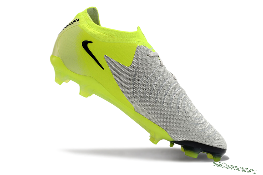 Men's Nike Phantom GX Elite FG Firm Ground Low-Tops Football Boots - Grey/Yellow/Black 4