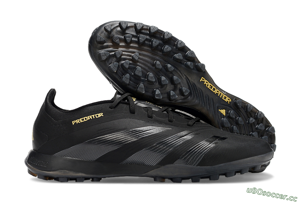 Men's Adidas Predator 24 Elite TF Artificial Turf Low-Tops Football Shoes - Black/Silver/Yellow 2