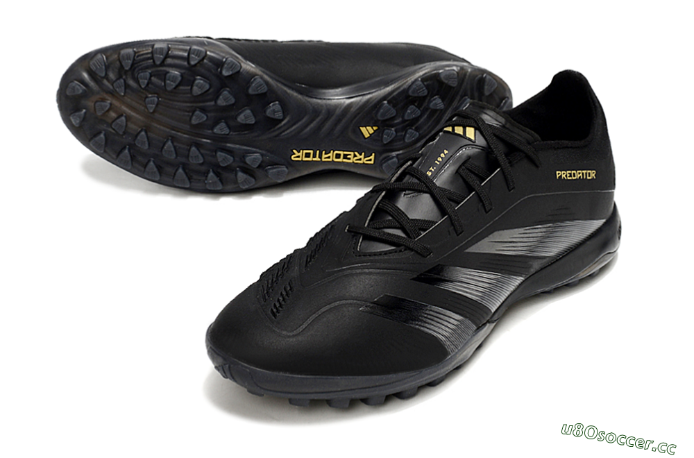 Men's Adidas Predator 24 Elite TF Artificial Turf Low-Tops Football Shoes - Black/Silver/Yellow 3