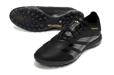 Men's Adidas Predator 24 Elite TF Artificial Turf Low-Tops Football Shoes - Black/Silver/Yellow