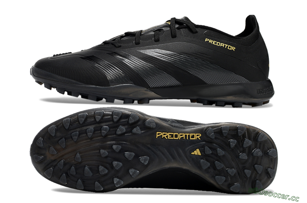 Men's Adidas Predator 24 Elite TF Artificial Turf Low-Tops Football Shoes - Black/Silver/Yellow 1