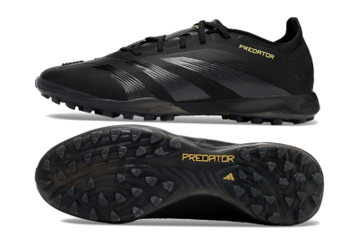 Men's Adidas Predator 24 Elite TF Artificial Turf Low-Tops Football Shoes - Black/Silver/Yellow