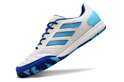 Men's Adidas Top Sala Competition IC Indoor & Futsal Low-Tops Football Shoes - White/Blue/Beige
