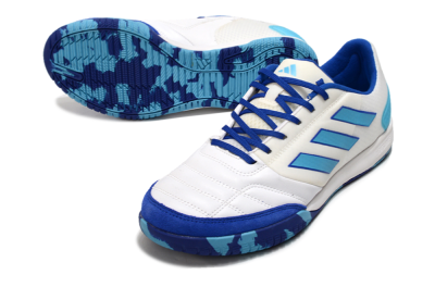 Men's Adidas Top Sala Competition IC Indoor & Futsal Low-Tops Football Shoes - White/Blue/Beige