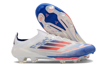 Men's Adidas F50+ Lightstrike Pro FG Firm Ground Low-Tops Football Boots - Cloud White/Solar Red/Lucid Blue
