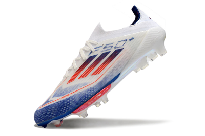 Men's Adidas F50+ Lightstrike Pro FG Firm Ground Low-Tops Football Boots - Cloud White/Solar Red/Lucid Blue