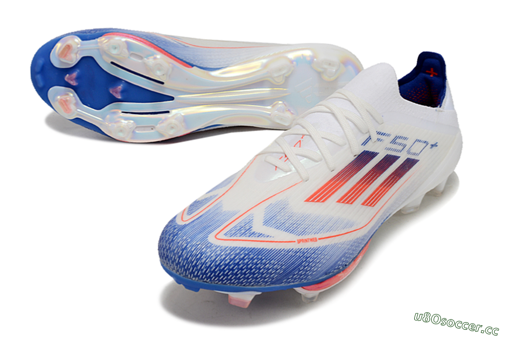 Men's Adidas F50+ Lightstrike Pro FG Firm Ground Low-Tops Football Boots - Cloud White/Solar Red/Lucid Blue 3