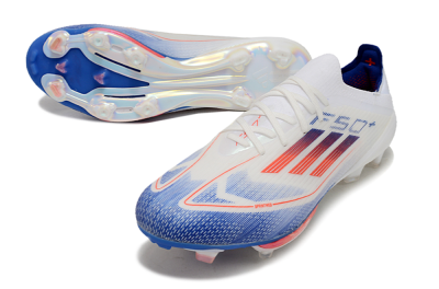 Men's Adidas F50+ Lightstrike Pro FG Firm Ground Low-Tops Football Boots - Cloud White/Solar Red/Lucid Blue