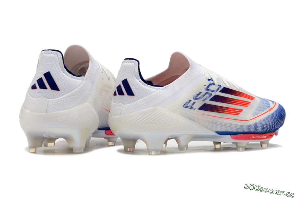 Men's Adidas F50+ Lightstrike Pro FG Firm Ground Low-Tops Football Boots - Cloud White/Solar Red/Lucid Blue 6