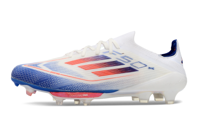 Men's Adidas F50+ Lightstrike Pro FG Firm Ground Low-Tops Football Boots - Cloud White/Solar Red/Lucid Blue