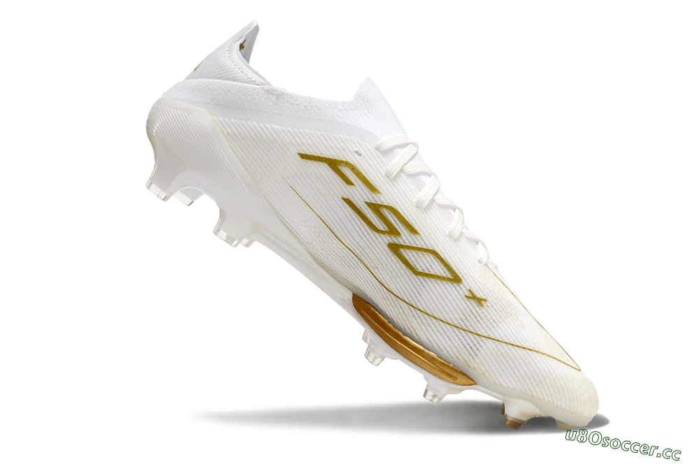 Men's Adidas F50+ Lightstrike Pro FG Firm Ground Low-Tops Football Boots - Cloud White/Gold Metallic/Cloud White 4