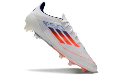 Men's Adidas F50 Elite FG Firm Ground Low-Tops Football Boots - White/Red/Blue