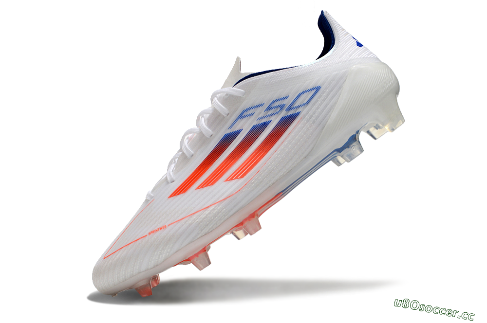 Men's Adidas F50 Elite FG Firm Ground Low-Tops Football Boots - White/Red/Blue 5
