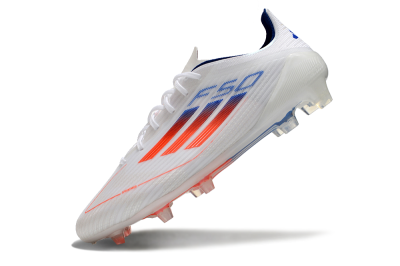 Men's Adidas F50 Elite FG Firm Ground Low-Tops Football Boots - White/Red/Blue