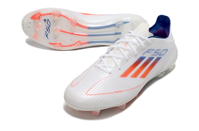 Men's Adidas F50 Elite FG Firm Ground Low-Tops Football Boots - White/Red/Blue
