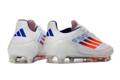 Men's Adidas F50 Elite FG Firm Ground Low-Tops Football Boots - White/Red/Blue