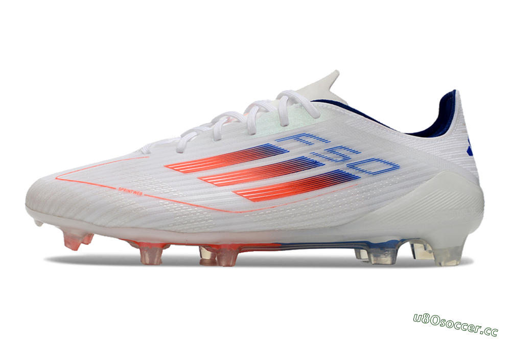Men's Adidas F50 Elite FG Firm Ground Low-Tops Football Boots - White/Red/Blue 0