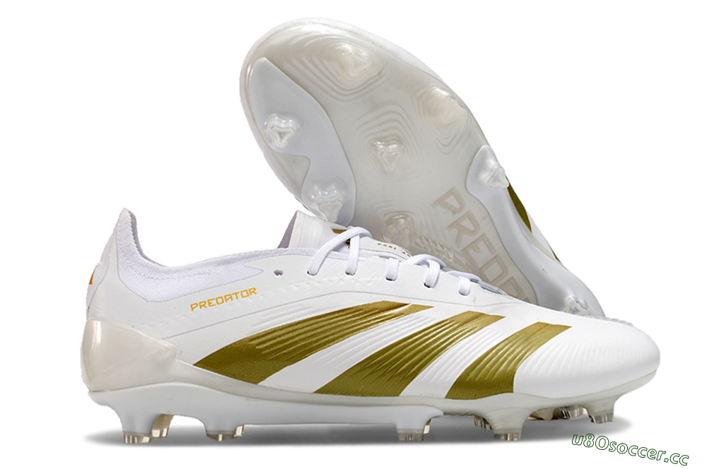 Men's Adidas Predator Elite 24 FG Firm Ground Low-Tops Football Boots - Beige/White/Gold 2