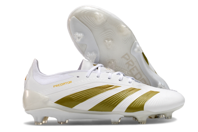 Men's Adidas Predator Elite 24 FG Firm Ground Low-Tops Football Boots - Beige/White/Gold