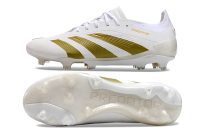 Men's Adidas Predator Elite 24 FG Firm Ground Low-Tops Football Boots - Beige/White/Gold