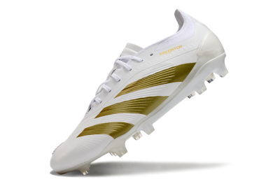 Men's Adidas Predator Elite 24 FG Firm Ground Low-Tops Football Boots - Beige/White/Gold