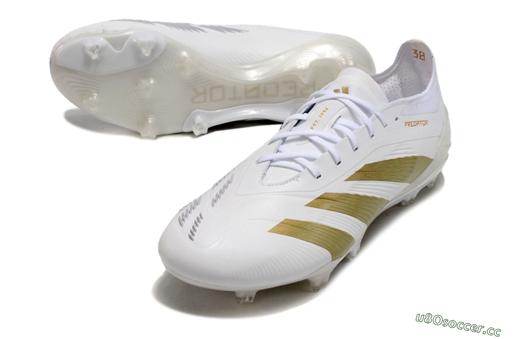 Men's Adidas Predator Elite 24 FG Firm Ground Low-Tops Football Boots - Beige/White/Gold 3