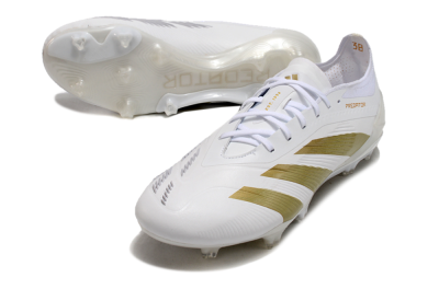 Men's Adidas Predator Elite 24 FG Firm Ground Low-Tops Football Boots - Beige/White/Gold