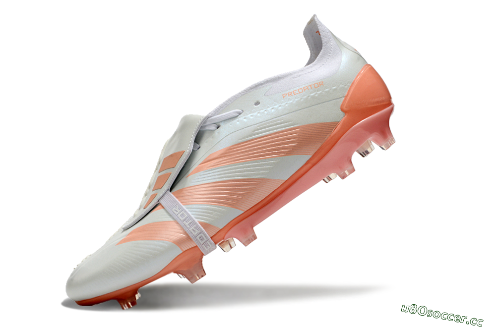 Men's Adidas Predator Elite Foldover Tongue FG Firm Ground Low-Tops Football Boots - Beige/white/Orange 5