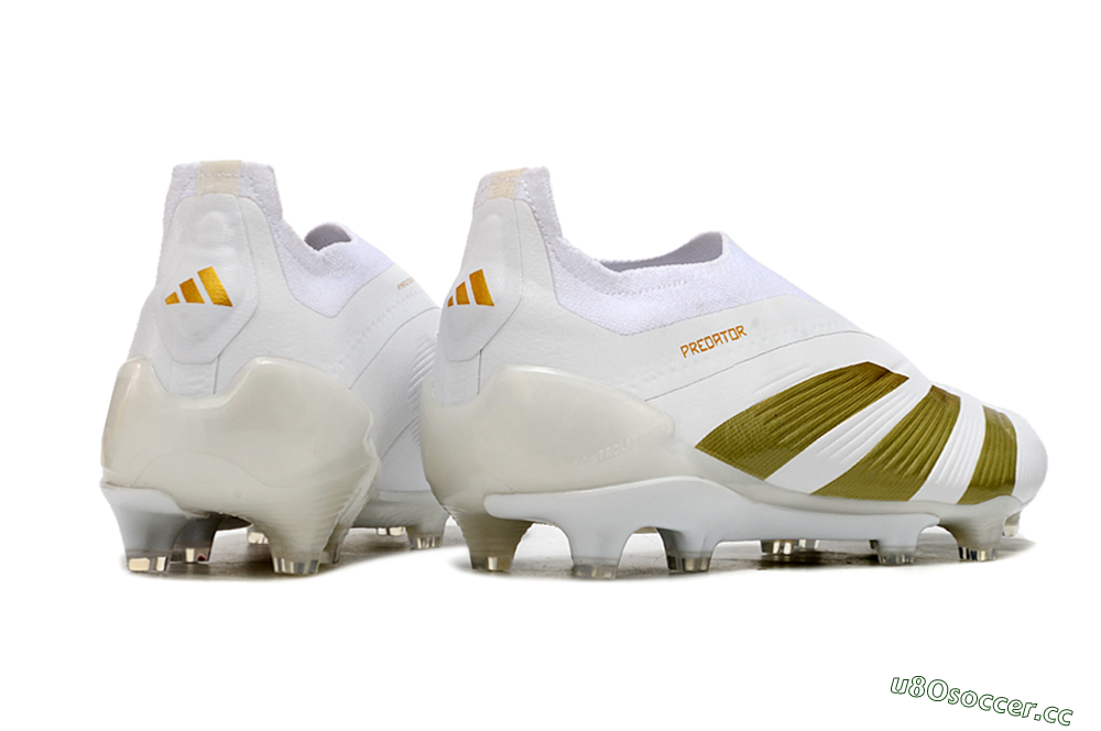 Men's Adidas Predator Elite Laceless FG Firm Ground Low-Tops Football Boots - Beige/White/Gold 6