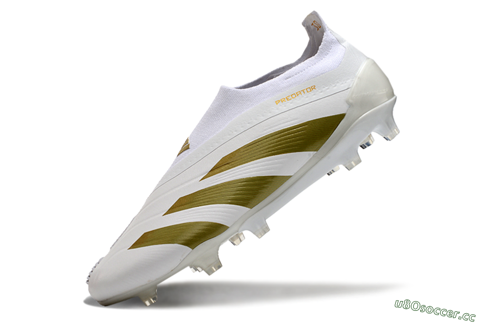 Men's Adidas Predator Elite Laceless FG Firm Ground Low-Tops Football Boots - Beige/White/Gold 5