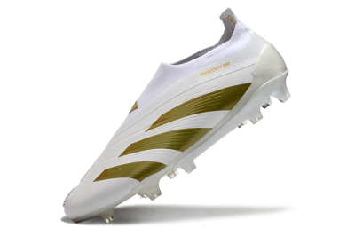 Men's Adidas Predator Elite Laceless FG Firm Ground Low-Tops Football Boots - Beige/White/Gold