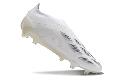 Men's Adidas Predator Elite Laceless FG Firm Ground Low-Tops Football Boots - Beige/White/Gold