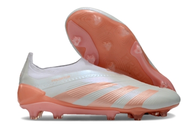 Men's Adidas Predator Elite Laceless FG Firm Ground Low-Tops Football Boots - Beige/white/Orange